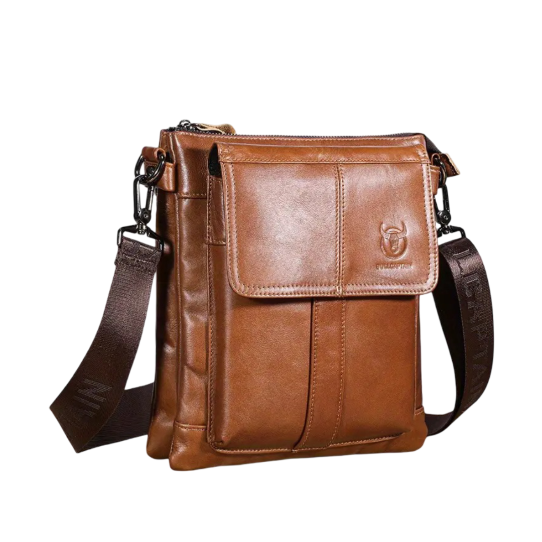 Nathan - Slim Leather Crossbody with Flap Pocket Design