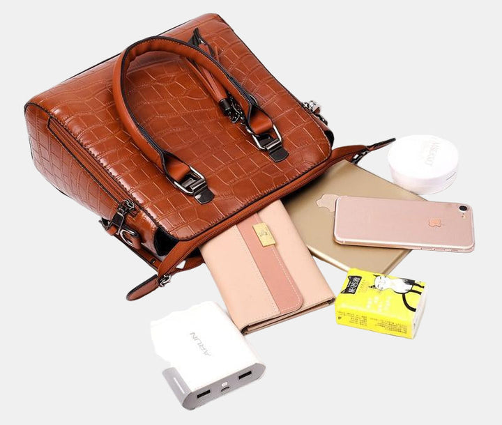 SOPHIA | VINTAGE CROCODILE PATTERN 4-9 PIECE BAG