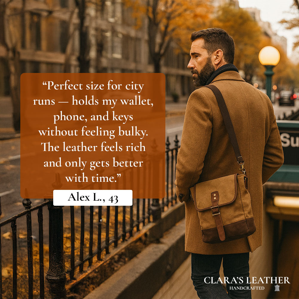 William - Small Canvas Leather Sling Bag